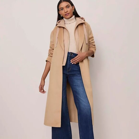 Belted Notch Collar Coat Color Cafe Au Lait - Picture 5 of 5